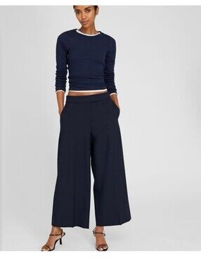 Club Monaco Borrem Wide-Leg Cropped Pants in Navy